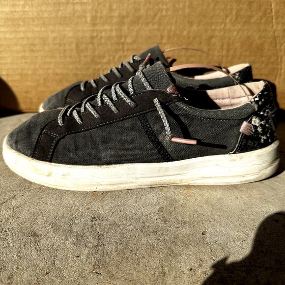 Hey Dude Karina Slip On Sneakers Lace Low Top Casual Canvas Black Pink 7 - Picture 4 of 7